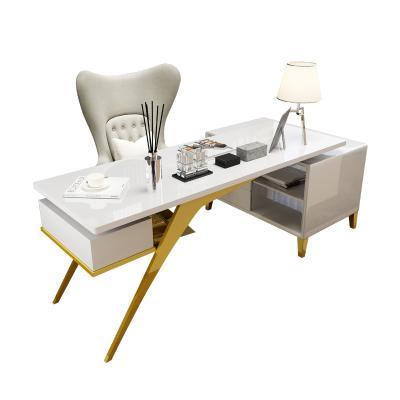 China New Design Luxury 	Office Furniture Desk  Modern Stainless Steel Paint Office Tables Functional Boss Desk for sale