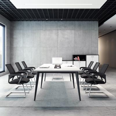 China Simple Cheap Office Furniture Black And White Meeting Room Table Wooden Conference Table for sale