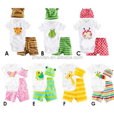 China 2016 Spring Cartoon Short Sleeve Pants Shorts Baby Clothing With Hat for sale