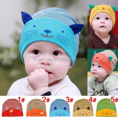 China Cute Picture Cartoon Cat 100%cotton Baby Kids Hat for sale