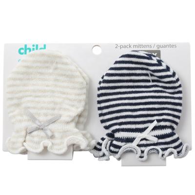 China 100% Organic Cotton Knitted Newborn Baby Mittens For 8*10cm Package for sale