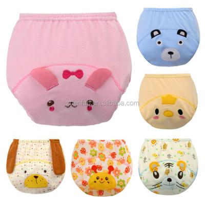 China Cartoon Printed 3 Layers Faces Newborn Training Pants Baby Cotton Cloth Diaper Sheer Diaper for sale