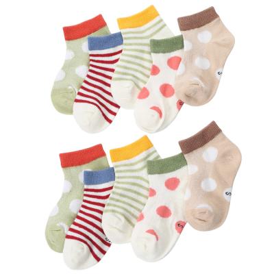 China Antibacterial Wholesale Dot Comfort Cotton Summer Kids Colorful Striped Socks for sale