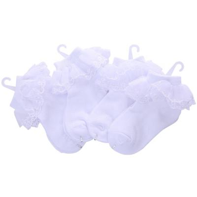 China Antibacterial White Lace Kids School Students Dancing Socks for sale