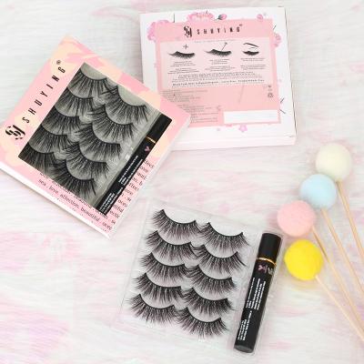 China Wholesale 5 Pairs 3d Vegan Fake Seller Fake Lashese Mink Eyelashes Natural Long SY Shuying Hand Made Lasheswholesale With Case And Glue for sale