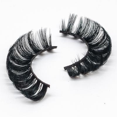 China Special Dramatic Faux 6D Crisscross Long Natural Strands Wholesale Russian Wink Winged Eyelash Extensions Dual Density Curl Volume Strands C D for sale