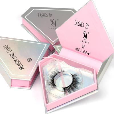 China 25-30 Times Make Your Own Brand Eyelash Vendor Customized Boxes Factory Fiber Full Strip Eyelash With Diamond for sale