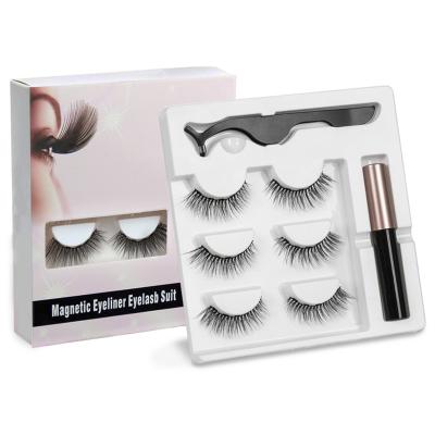 China 25-30 Times Custom Natural Magnetic Lashes Set Wholesale Handmade Magnetic Liner And 3D Efffect Lashes With Box for sale