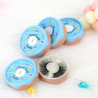 China Long New 3D Fake Colorful Cheap Natural Mink Eyelash Round Packaging Box Lash Case Private Label Circle Custom Made Lash Packaging for sale