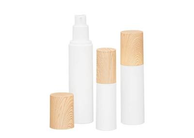 China Wood Grain Over Cap PP Airless Pump Bottles 15ml 30ml 50ml for sale