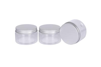 China 4oz Plastic PET Hair Mask Film Conatiner OD 73mm Face Cream Cosmetic Jar With Sliver Lid Aluminum Lid for sale