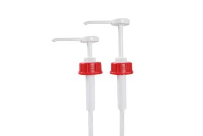 China UKR30 57mm Closure 15cc 30cc Red Plastic Ketchup Sauce Dispenser Pump of Pilfer Proof Closure Design for sale