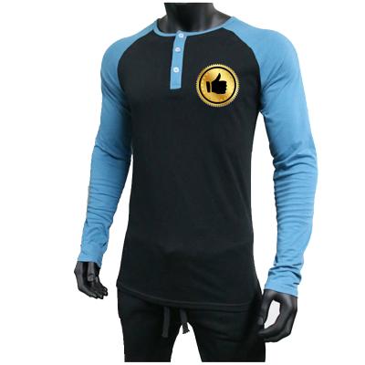 China Anti-pilling Mens Button Top Henley Long Sleeve Casual Premium Thin Fitted T-Shirt for sale