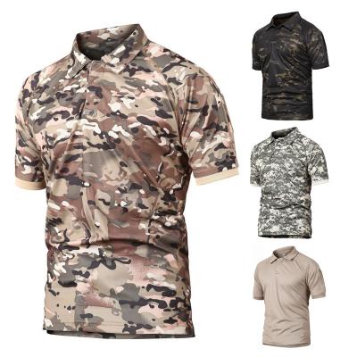 China Anti-wrinkle Men's Outdoor Sport Military Performance Arm Zipper Pocket Raglan Short Sleeve Polyester Polo T-shirt for sale