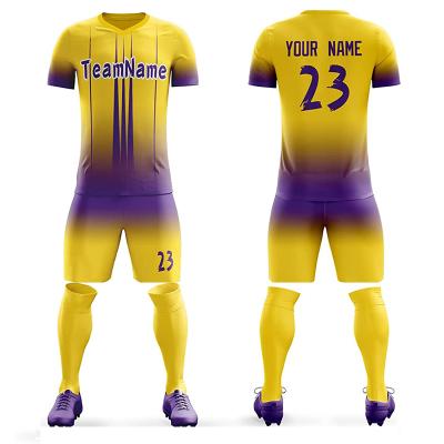 China Quick Dry Sublimation Soccer Jersey Football Kit Custom T-Shirt Tops Club Team Soccer Shirt Forming Custom Yellow Football Tank Top for sale