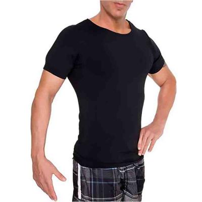 China Antibacterial Men's Empty Black Compression Shirts Cool Dry Short Sleeve Workout Slimming T-Shirt for sale