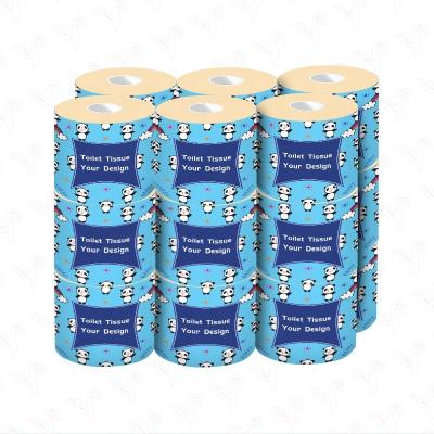 China Septic Safe Bamboo Klopapier Primary Color Paper Unbleached Toilet Paper Roll for sale