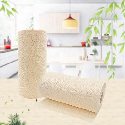 China Unbleached; Ecological; Water Absorbing Fully Embossing Kitchen Disposable High Quality Tissue Roll Bamboo Paper for sale