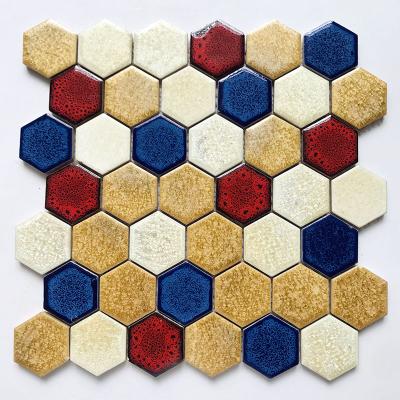 China Small Modern Ceramic Hexagonal Mosaic Tiles Anti - Slip Floor Tiles For Interior Walls for sale