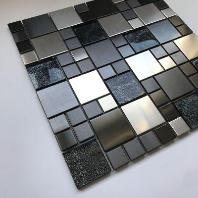 China Modern Stainless Steel Mosaic Living Room TV Background Wall Bathroom Interior Wall Glass Metal Tiles for sale