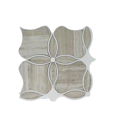 China Flower Designs Pattern Modern Waterjet Marble Mosaic Tile for sale