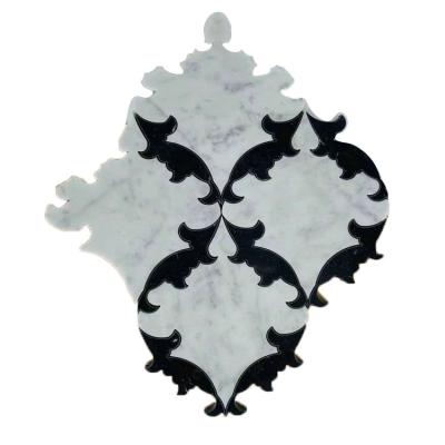 China White Marble Waterjet Mosaic Tile Square for sale