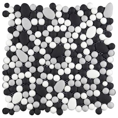 China full body pebble craft glass mosaic tiles square for sale