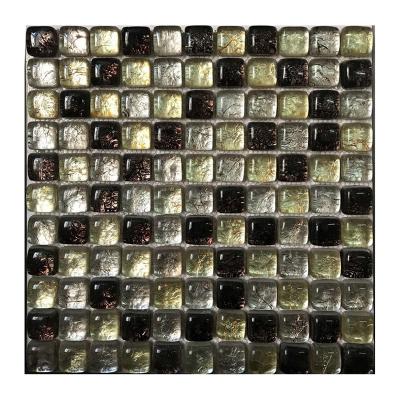 China amber like mosaic tile handmade glazed glass diy mosaic tile square for sale