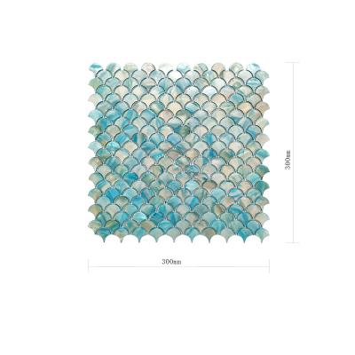 China Modern Blue Helix Shaped Natural Shell Mosaic Tile Bathroom Balcony Kitchen TV Background Wall Decoration for sale