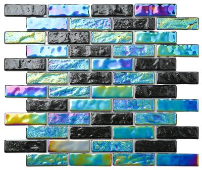 China Modern Best Selling Colorful Glass Illusion Mosaic Background Wall Bathroom Balcony Swimming Pool Glass Tile Stickers for sale