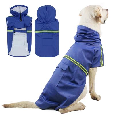 China Durable PU Dog Raincoat Outdoor Reflective Pet Clothes Outdoor Waterproof Raincoat Hooded Raincoat for sale