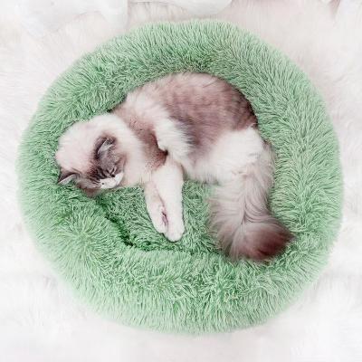 China Durable Comfortable Fluffy Cat Nest Pet Bed Luxury Dog Donut Bed Washable For Dogs Cats for sale