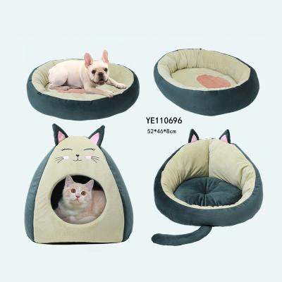 China Durable Washable Luxury Large Dog Bed Round Plush Dog Sofa Cat Bed Warm Avocado Cat Bedroom Nest for sale