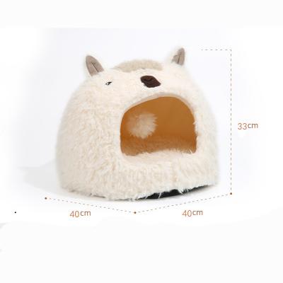 China Luxury Pet Beds Cat Nest Bed Soft Warm Dog Cat Bed House Cute Alpaca Viable for sale