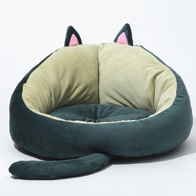 China Stocked Round Cat Bed Small Dog Bed Avocado Design Soft Washable Comfy Calming Pets Sleeping Bed for sale