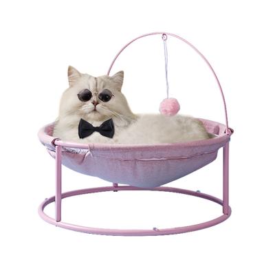 China Cat Hammock Elevated Cat Bed Stocked With Steel Frame And Comfortable Puzzle Ball Summer Cat Beds for sale