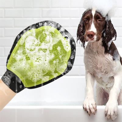 China Stocked Wholesale Durable Silicone Pet Shower Bath Grooming Grooming Gloves Dog Massage Pets Cleaning Brush for sale