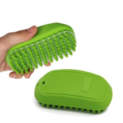 China Soft Stocked TPR Pet Bath Massage Brush Pet Pour Grooming Brush Hair Brush For Dogs Cats for sale