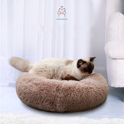 China Viable Manufacturer Wholesale Custom 2023 Hot Luxury Plush Donut Pet Bed Dog Beds Large Round Washable Dog Beds For Dogs for sale