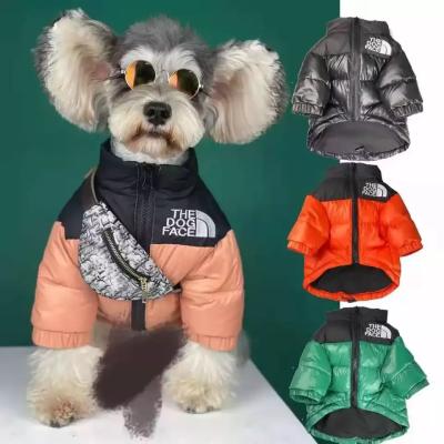 China Stocked Wholesale Dog Face Fashions High Brand Winter Coats Jacket Pet Apparel Designers Luxury Dog Clothes for sale