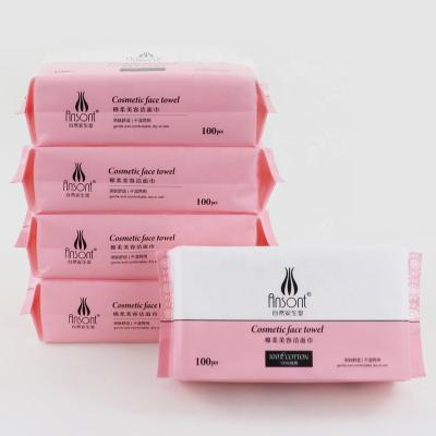 China Double Dry And Wet Facial Tissues Child Safe Use Makeup Remover Towel 100p Cotton à venda