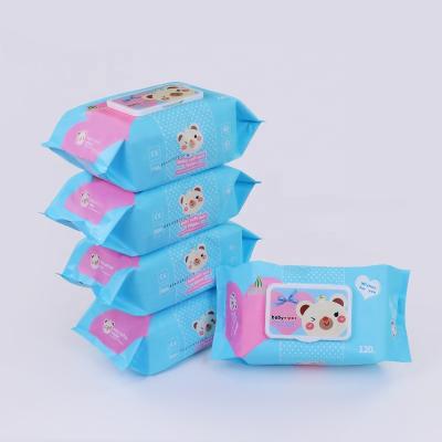 China 120 Degredable Wet Wipes Biodegradable 120 Pcs Baby Towel Natural Cotton Soft Tissue For Baby's Various Skin for sale