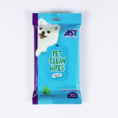 China Custom Stocked 30pcs Pampers Wet Cleaning Cloth Cats Dogs Mouth Ears Paw Grooming Products for sale