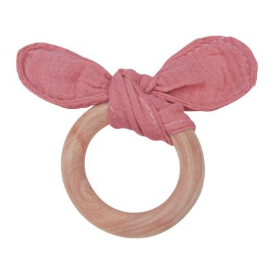 China Handmade Safe Natural Beech Luminous Bunny Ear Teether Toy For Non-Toxic Relive Teething Pain for sale