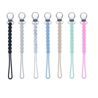 China 100% BPA Free Natural Beechwood Free Silicone Beads Modern Pacifier Clip For Baby for sale