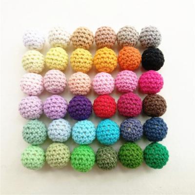 China Cute Hand Made Crochet Wood Teething Safe Beads For Baby for sale