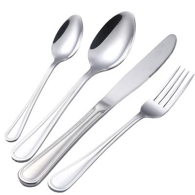 China CLASSIC Series Two Line Titanium Plated Western Stainless Steel Tableware Knife Dessert Fork Spoon Fork Spoon Hotel Restaurant for sale