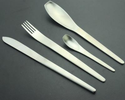 China 2021 Viable New Design Simple Matte Stainless Steel Cutlery Satin Inox European Style Dining Knife Fork Spoon Set for sale