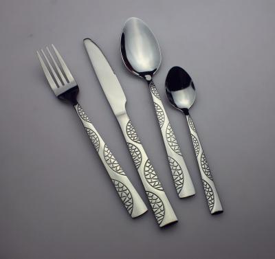 China 24pcs workable in stock stainless steel cutlery set with spoon fork knife for family hotel restaurant for sale