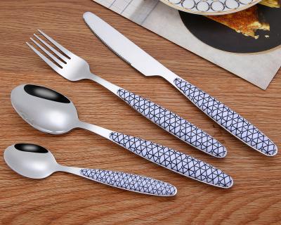 China Viable Silverware Set 16 Pieces of Knife 4 Dinnerfork4Tablespoon 4Tea Flatware 4 Style Handle Color Cutlery Stainless Steel for sale